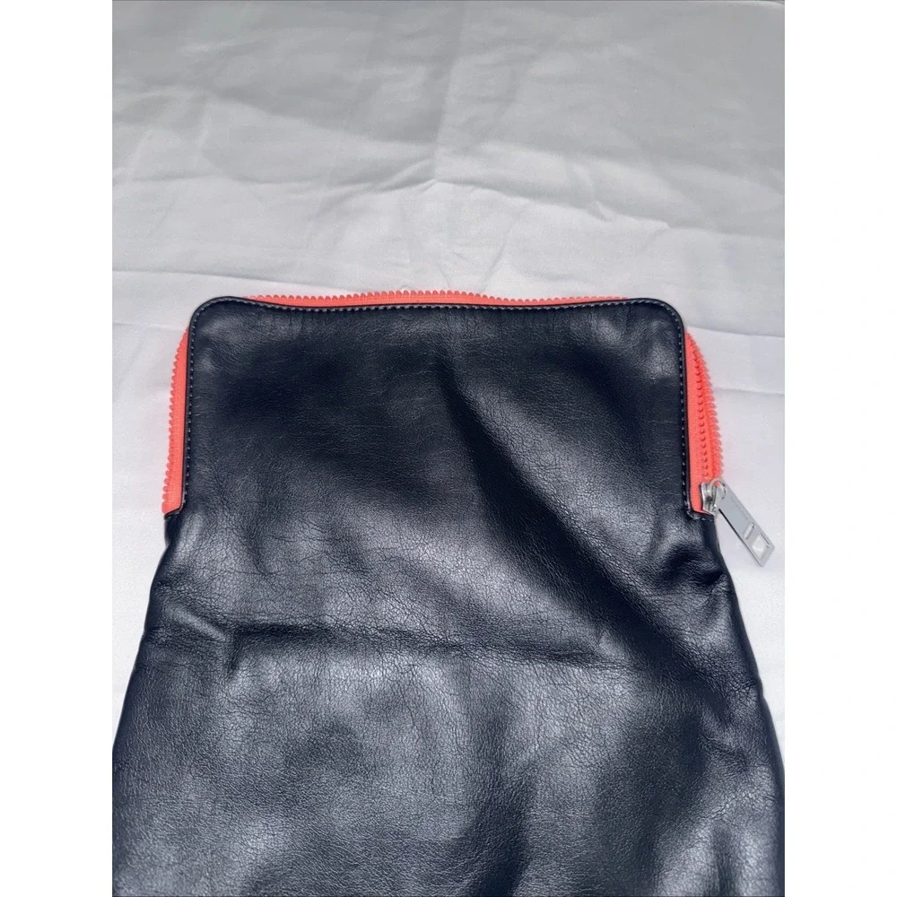 Lululemon Black Vegan Leather Fold Over Neon Pink Travel Pouch